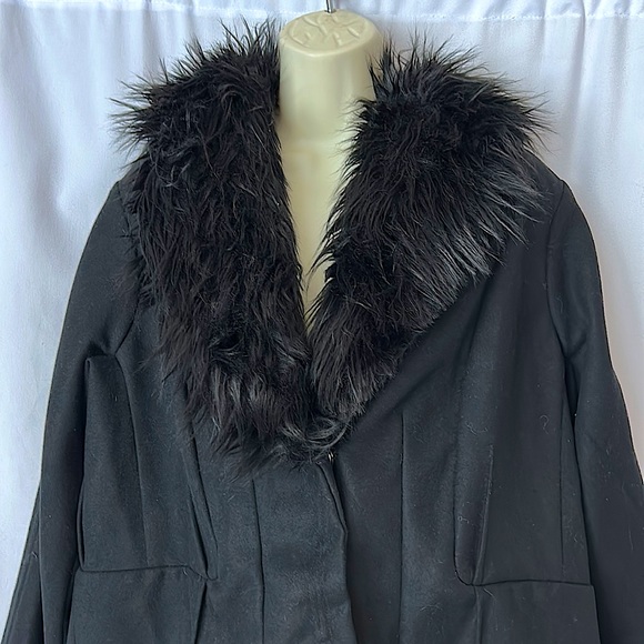 Pamela Dennis NWT Black Long Sleeve Fur Trimmed Collar Jacket Coat **Sz L**🌸🌸 - Picture 3 of 4